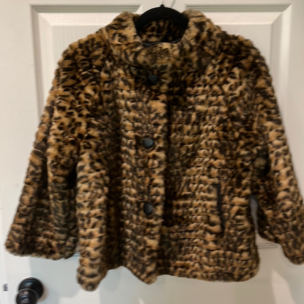 Via Spiga faux fur leopard jacket